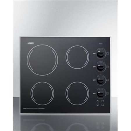 SUMMIT Summit CR425BL 24 in. Wide 4 Burner Electric Cooktop In Smooth Black Ceramic Glass Finish CR425BL